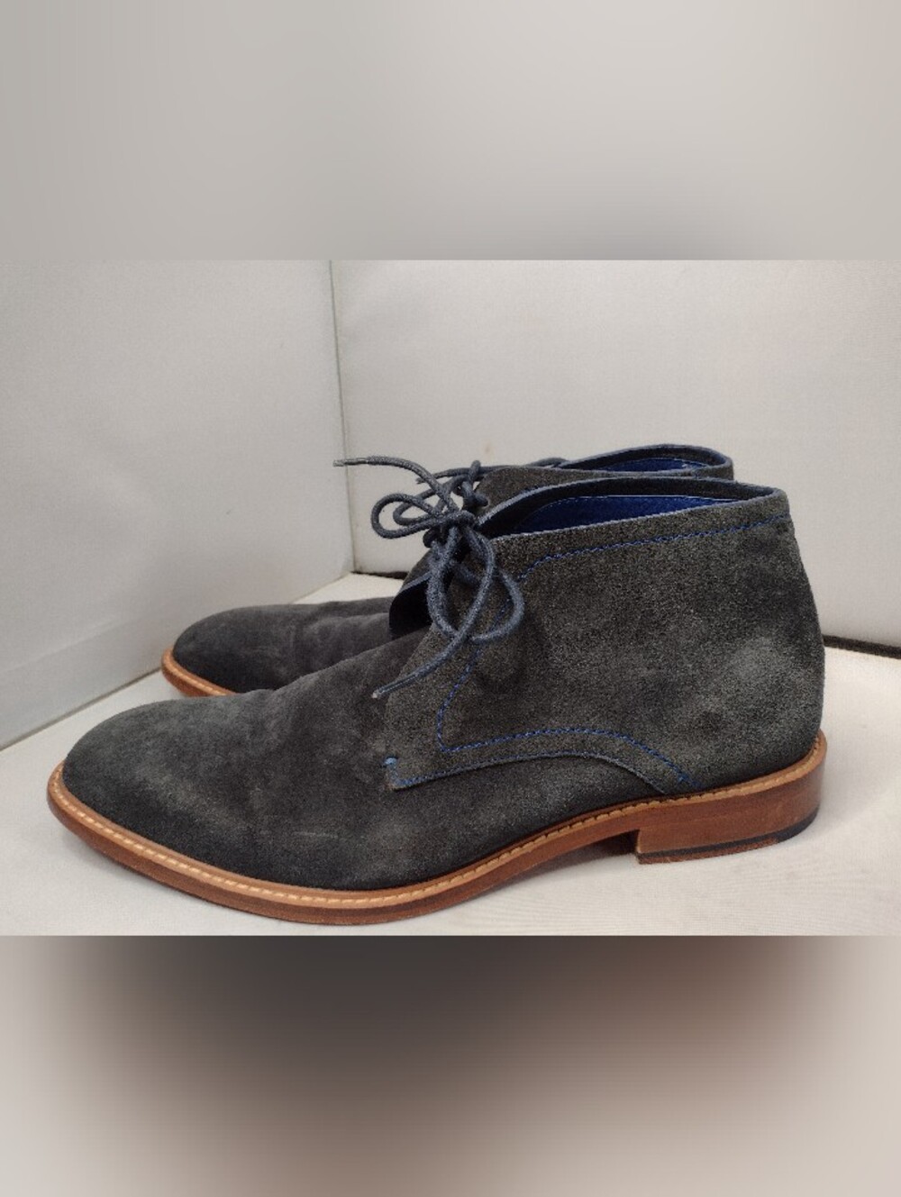 Ted Baker Mens Suede Desert Boots Size 10 Navy Blue Lace Up A8